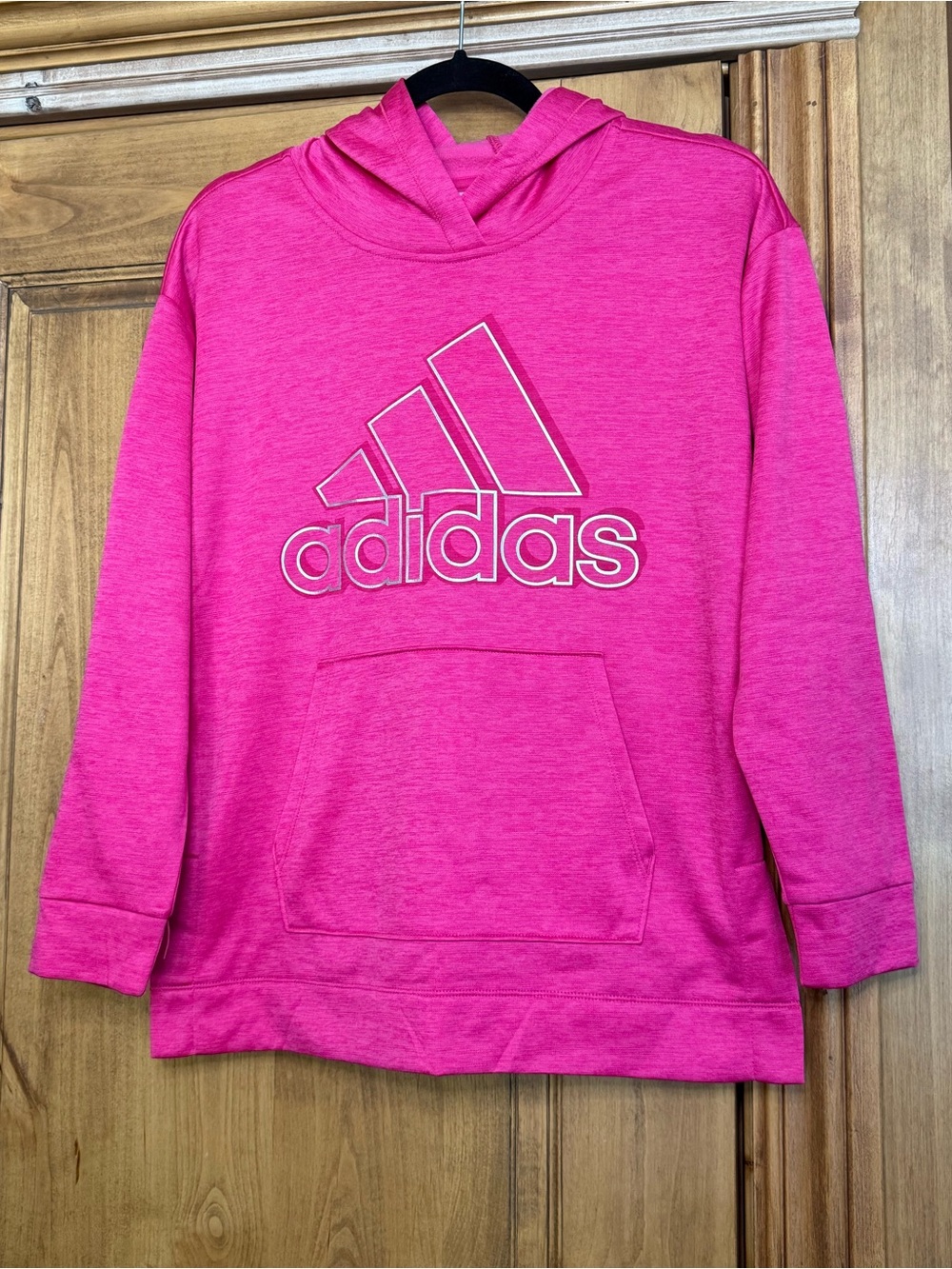 Adidas Girls XL 16 Hot Pink Logo Pullover Hoodie Sweatshirt